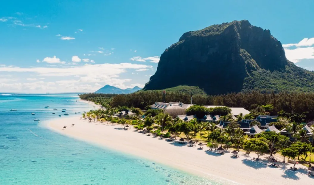 The beach at Le Morne from above